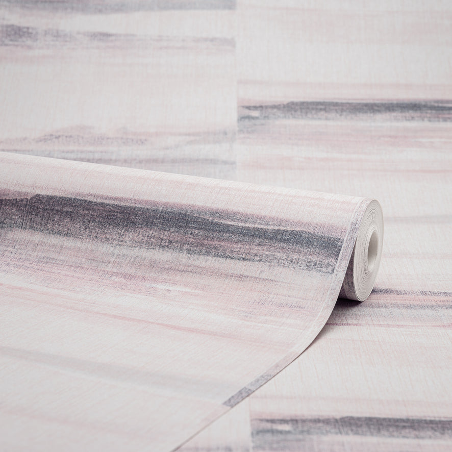 Orla Wide Stripe Metallic Wallpaper in Dusky Pink