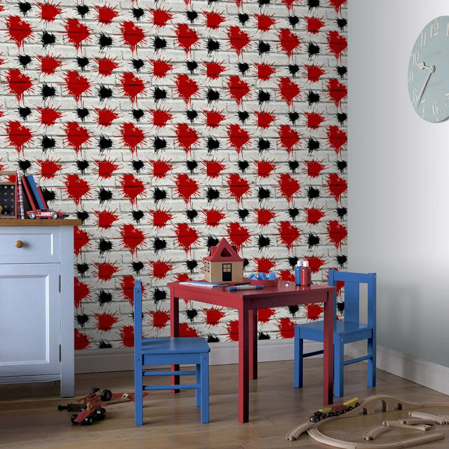Beano Splat Wallpaper in Red and Black