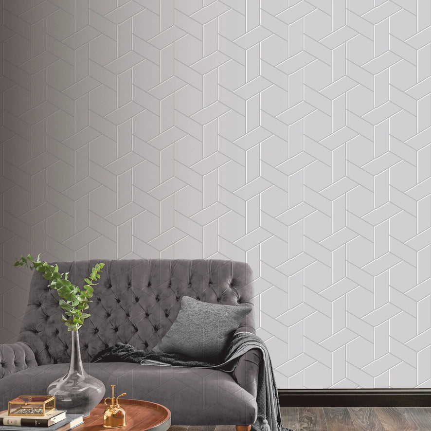 Parquet Geo Wallpaper in Silver