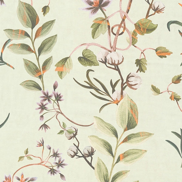 Sage Green Floral Wallpaper With White Daisies