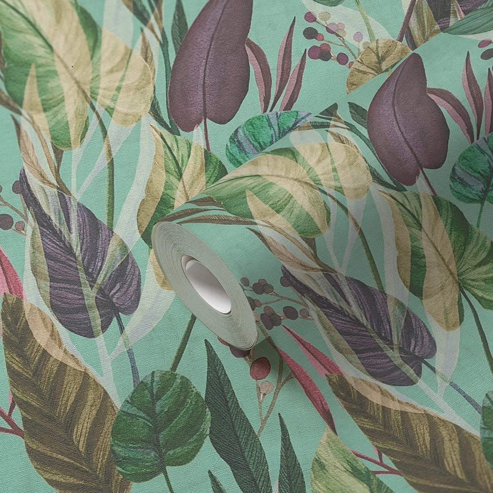 Nature's Embrace Wallpaper in Aqua