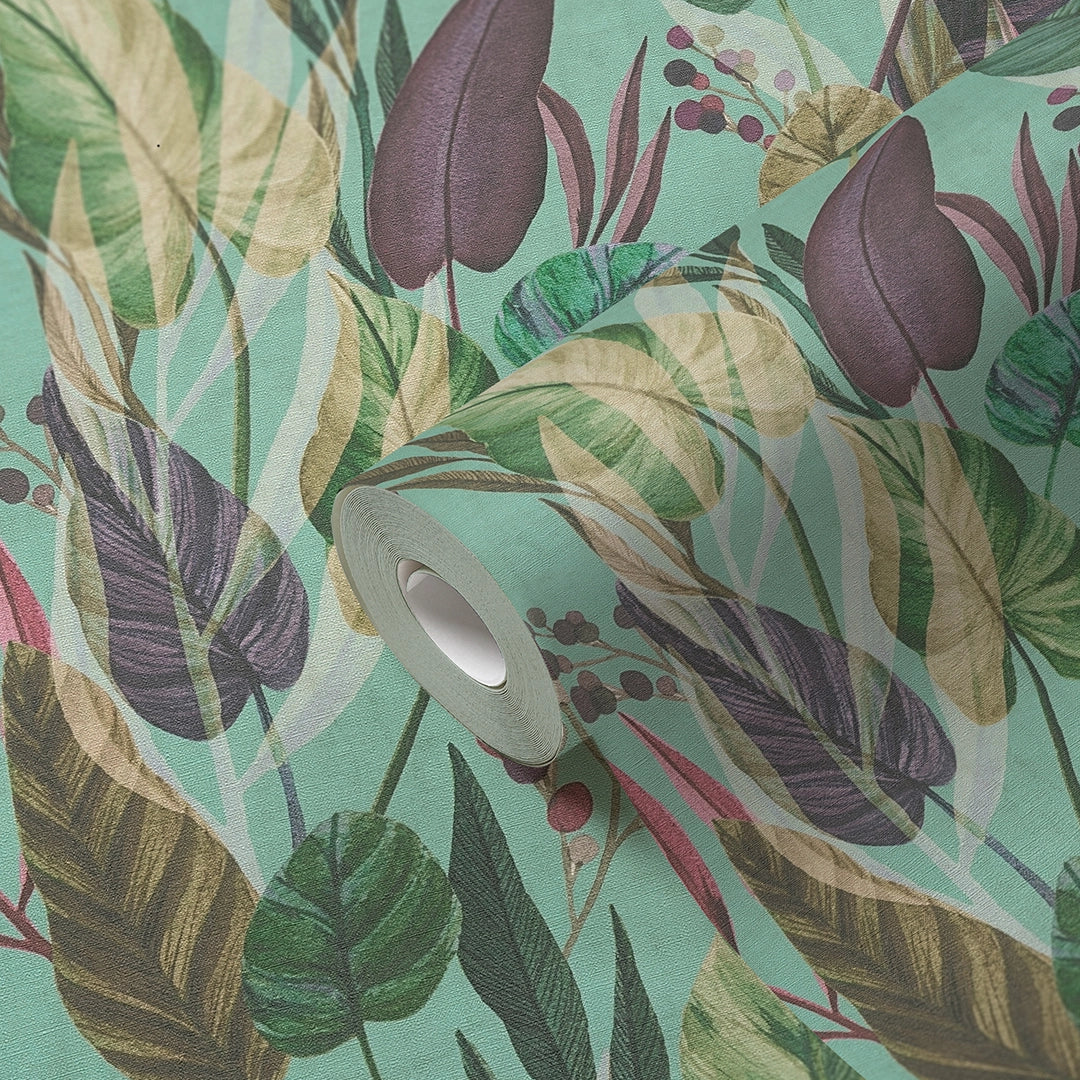 Nature's Embrace Wallpaper in Aqua