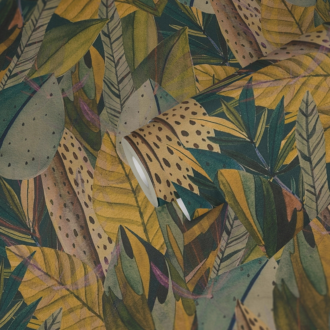 Verdant Mirage Wallpaper in Green Tones