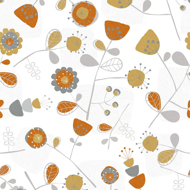 Newstalgia Floral Wallpaper in Orange and Yellow