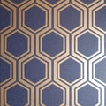 Luxe Hexagon Wallpaper in Navy and Gold