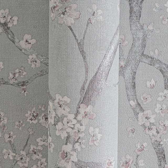 Oriental Blossom Wallpaper in Grey