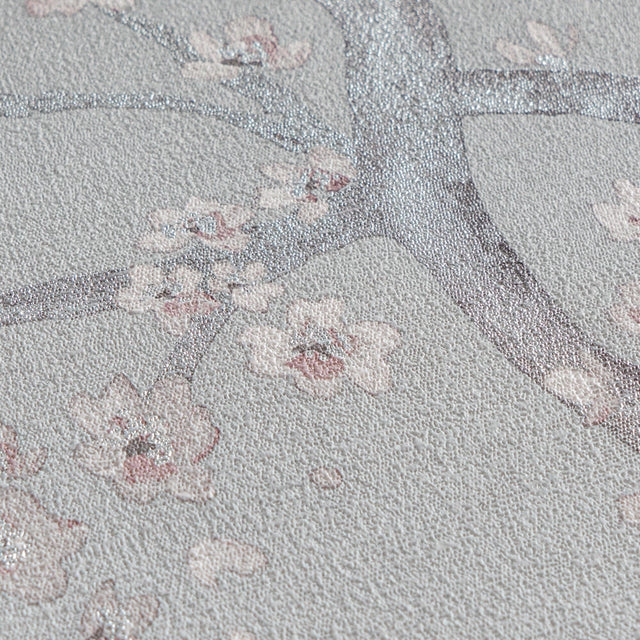 Oriental Blossom Wallpaper in Grey