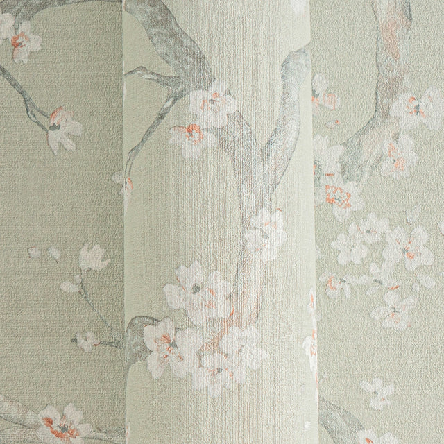 Oriental Blossom Wallpaper in Sage Green