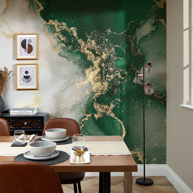 Amalfi Full Wall Mural in Emerald and Gold