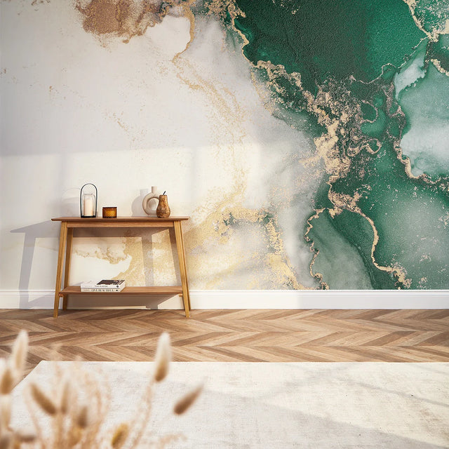 Amalfi Full Wall Mural in Emerald and Gold