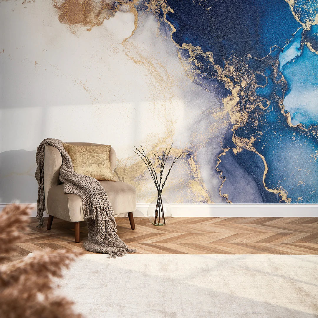 Sample of Amalfi Mural in Navy and Gold