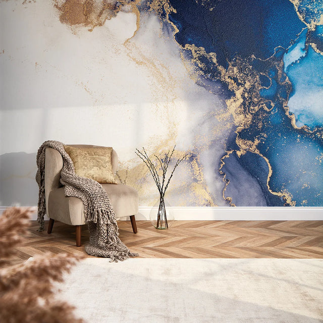 Amalfi Full Wall Mural in Navy and Gold