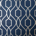 Sinuous Trellis Wallpaper in Navy with Silver Metallic