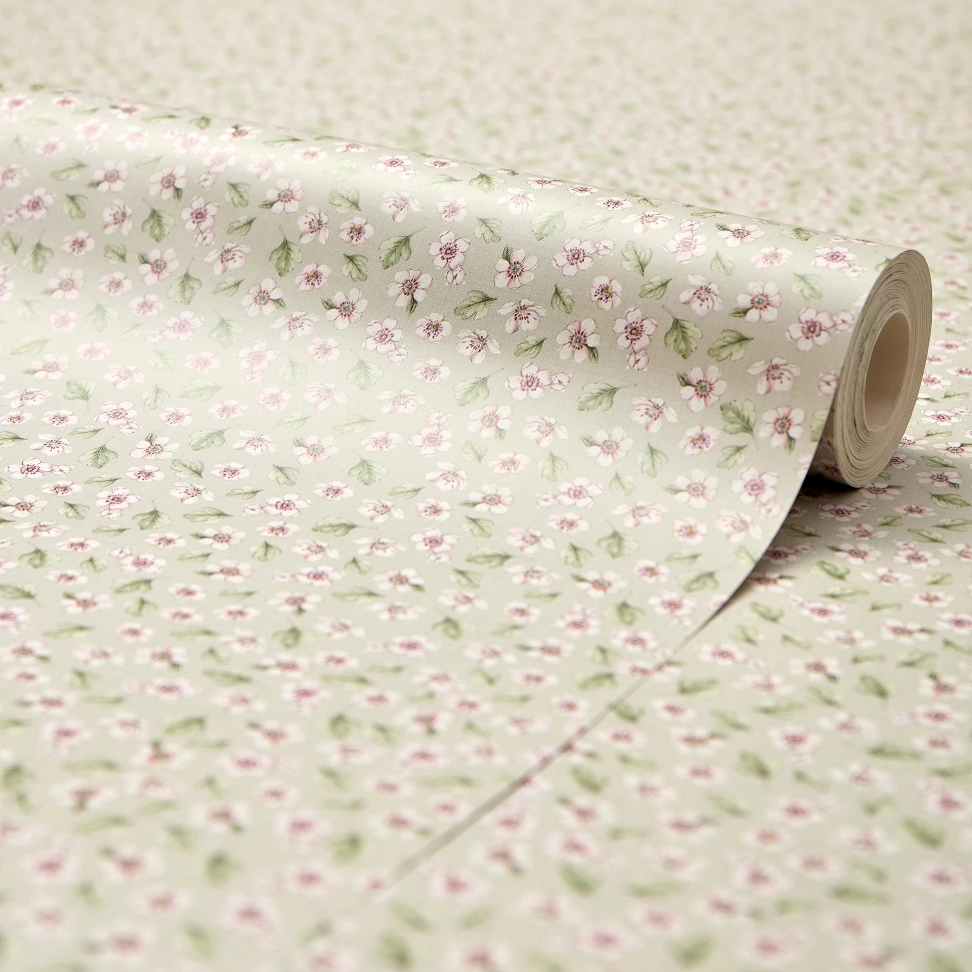 Apple Blossom Wallpaper in Soft Sage