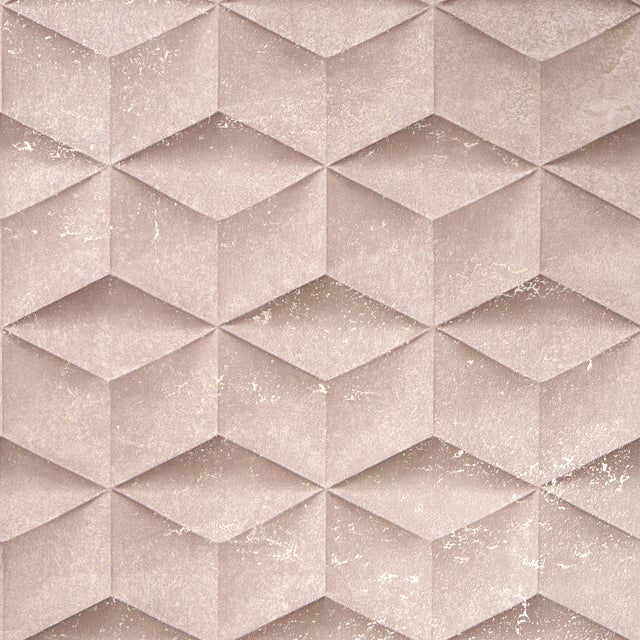 Architectural Concrete Wallpaper in Blush and Gold