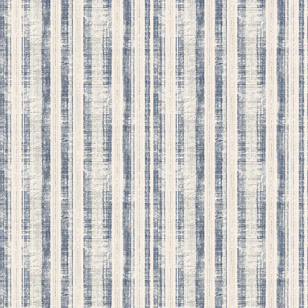 Artisan Stripe Wallpaper in Blue on Cream
