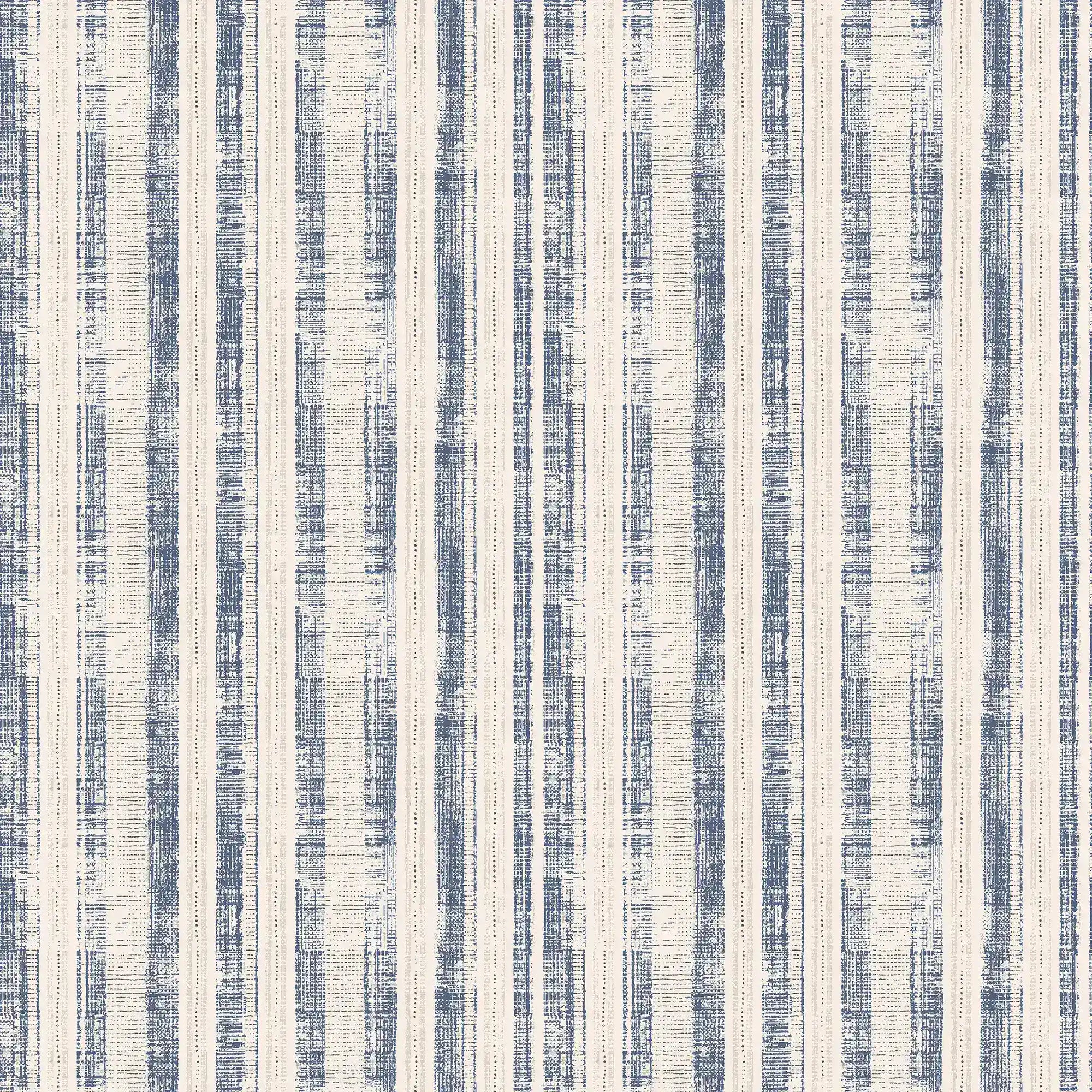 Artisan Stripe Wallpaper in Blue on Cream