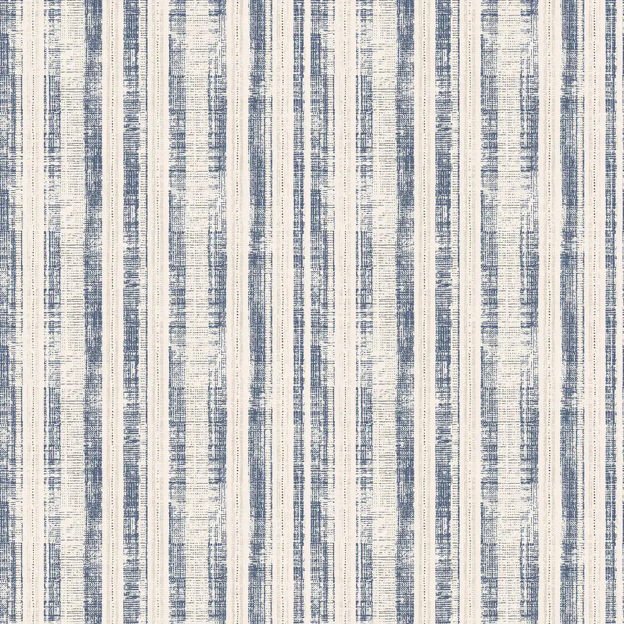 Artisan Stripe Wallpaper in Blue on Cream