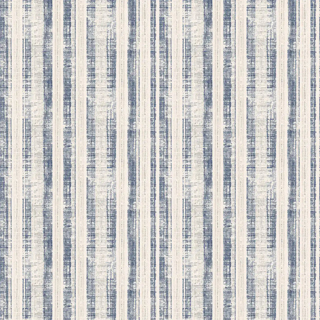 Artisan Stripe Wallpaper in Blue on Cream