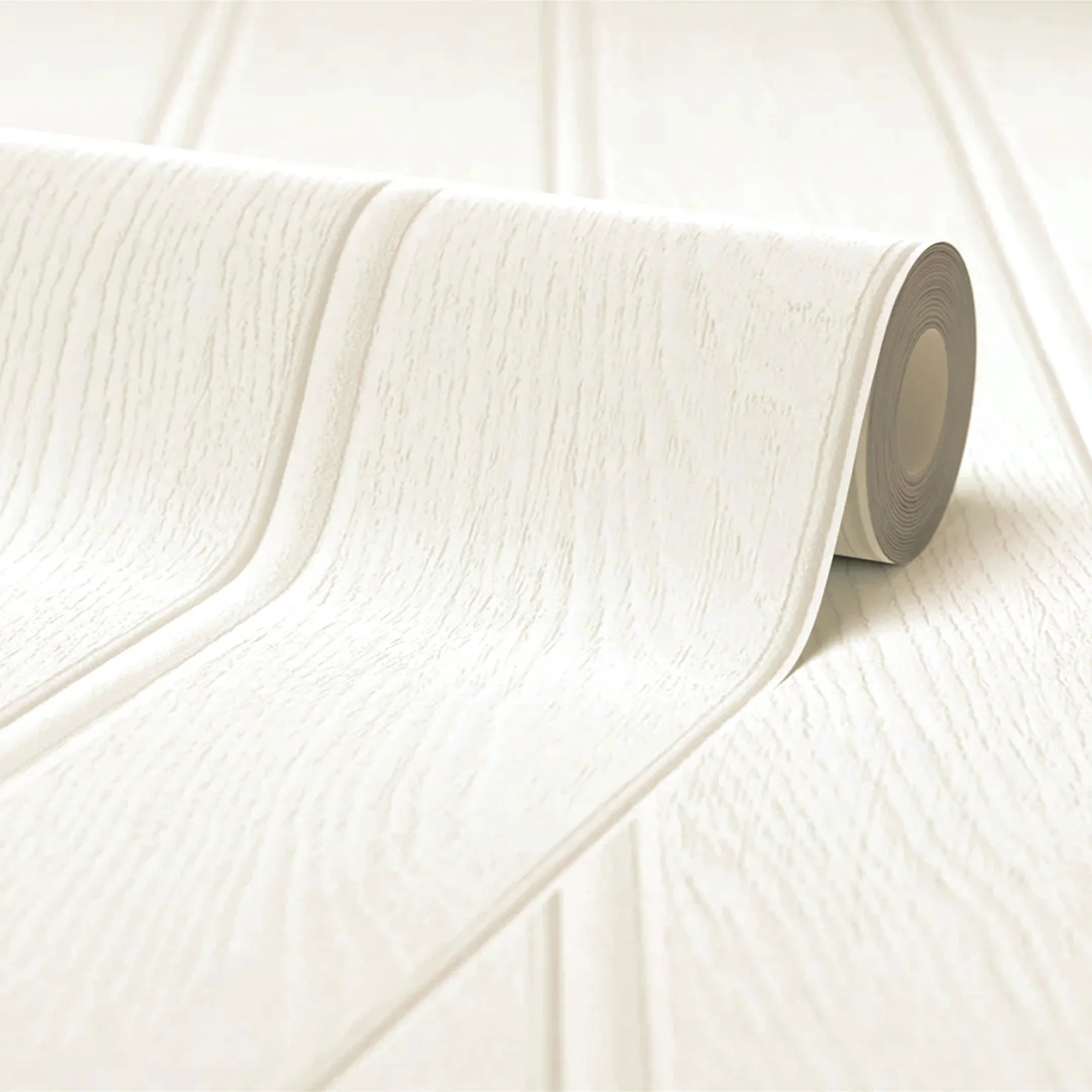 Beadboard Panel Wallpaper in Ivory Cream