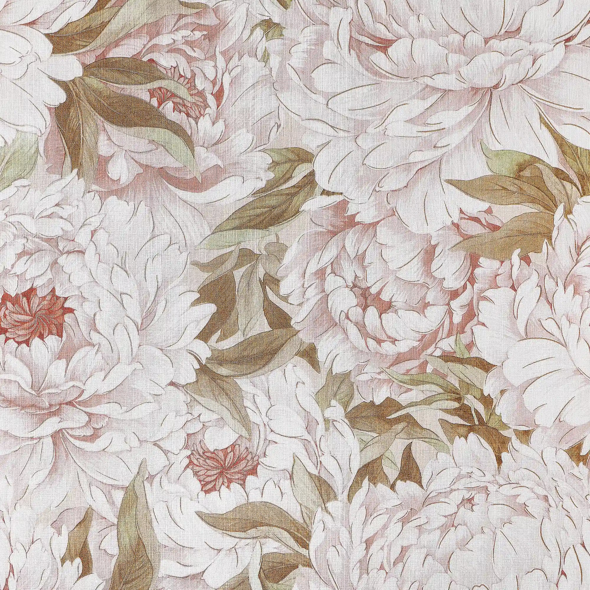 Beautiful Blooms Wallpaper in Peach White with Gold