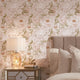 Beautiful Blooms Wallpaper in Peach White with Gold