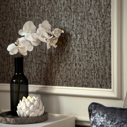 Birch Metallic Wallpaper in Charcoal