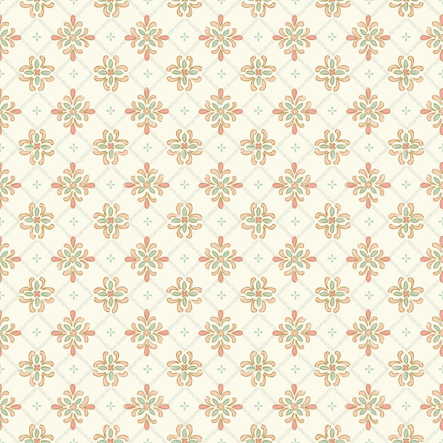 Boho Tile Wallpaper in Peach and Green