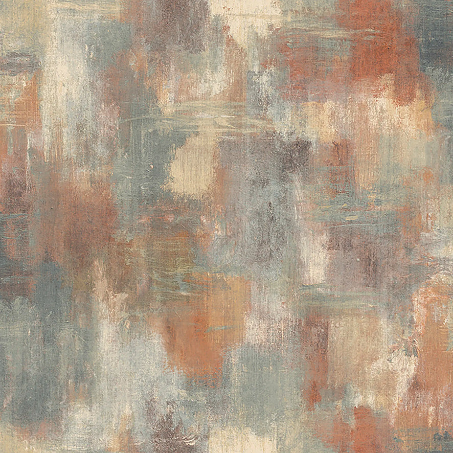 Hazy Fusion Wallpaper in Terracotta and Petrol