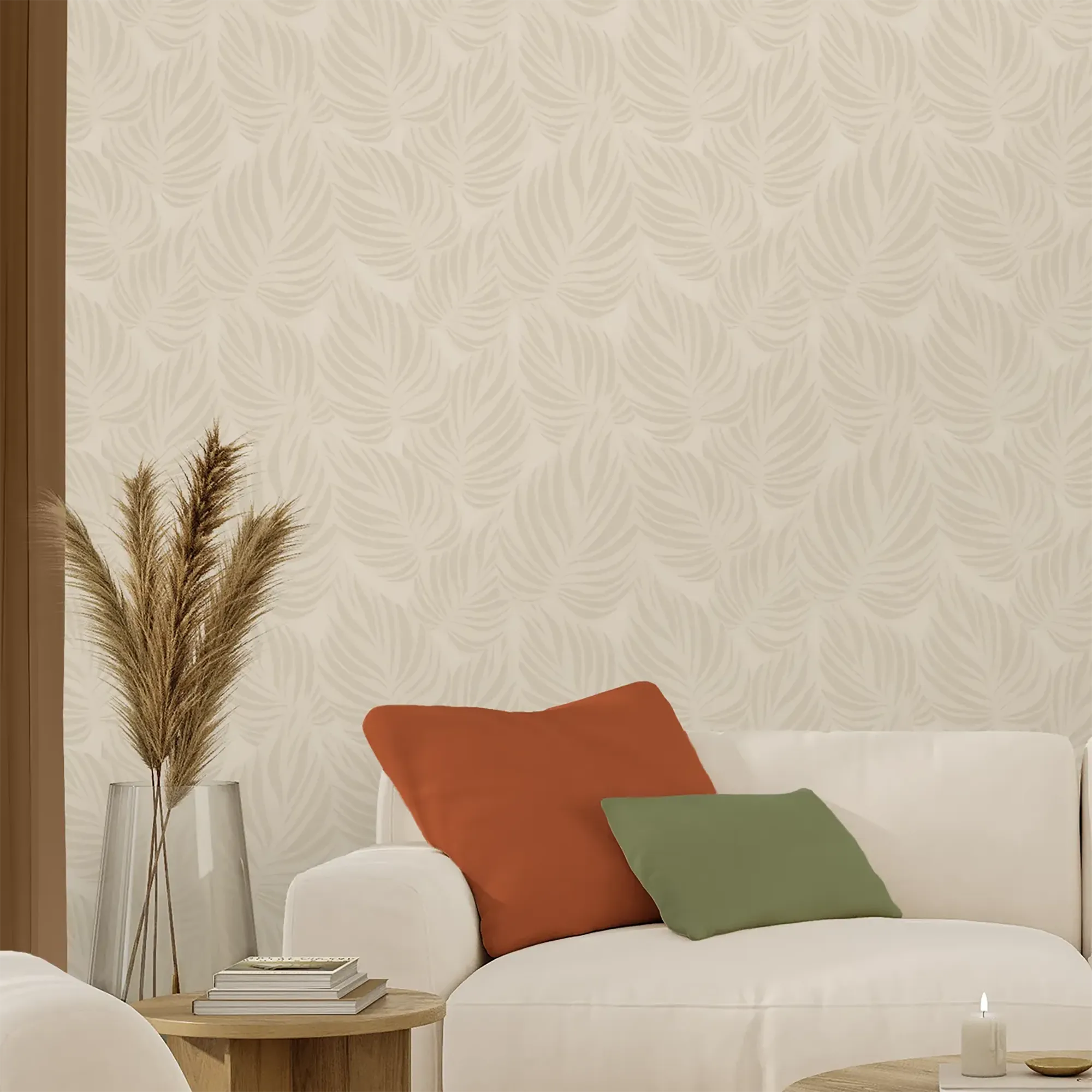 Broad Leaf Wallpaper in Almond Latte