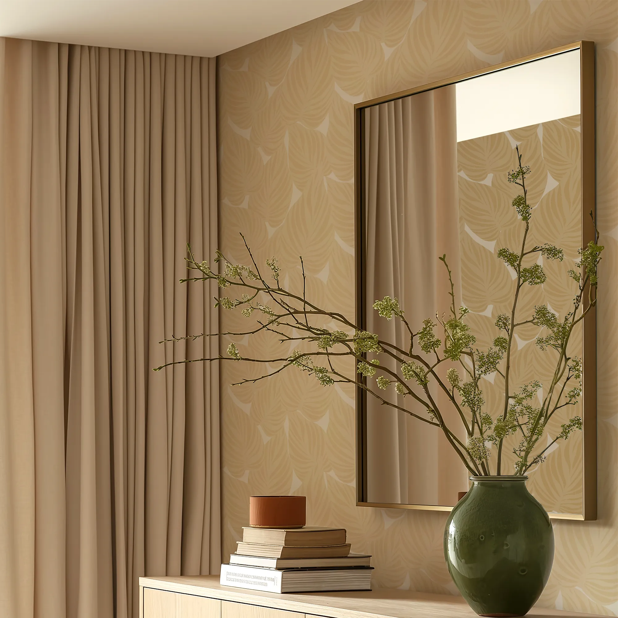 Broad Leaf Wallpaper in Caramel Latte