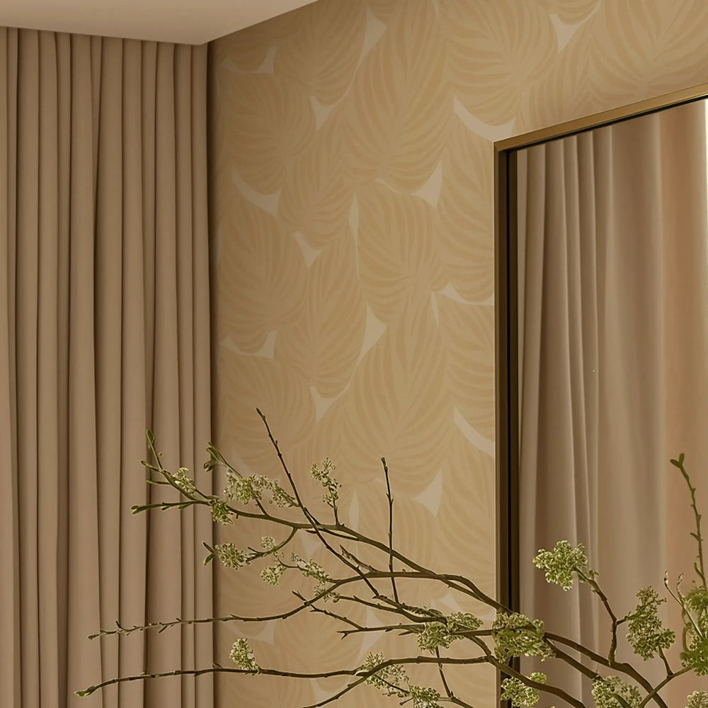 Broad Leaf Wallpaper in Caramel Latte
