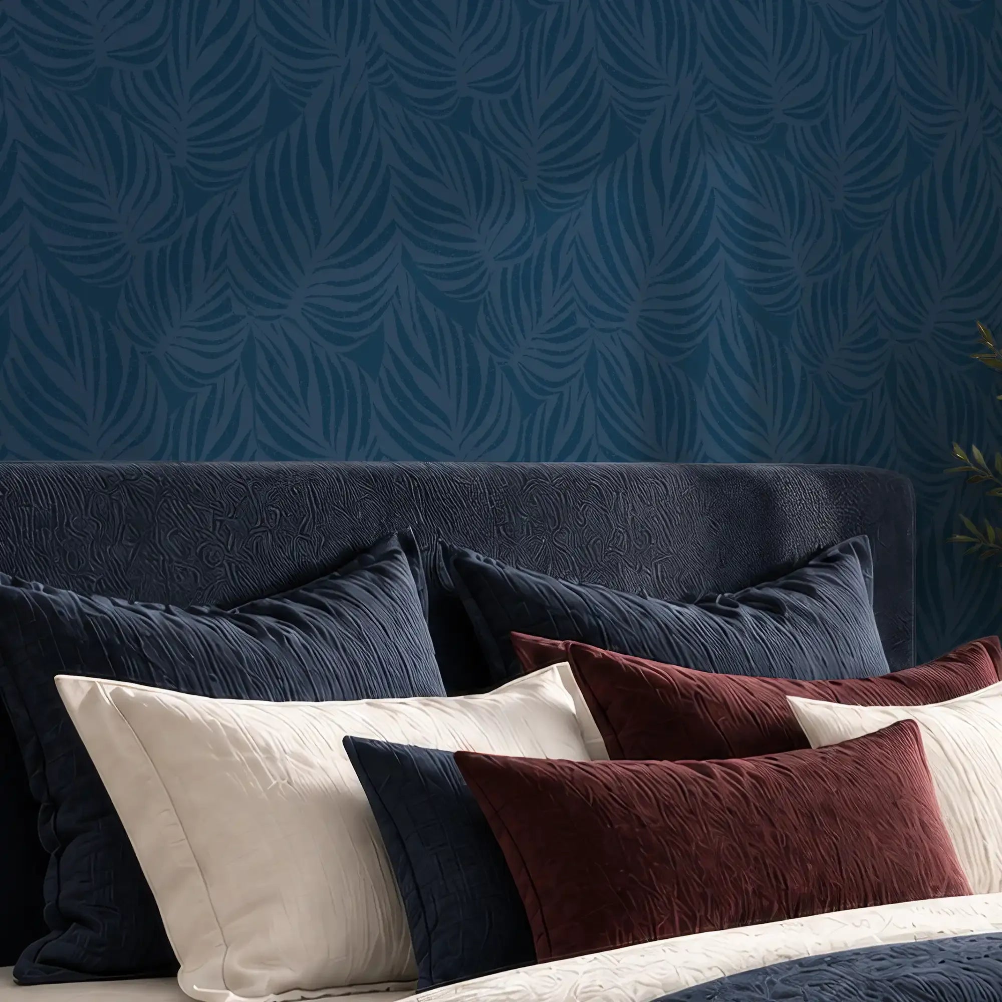 Broad Leaf Wallpaper in Sapphire