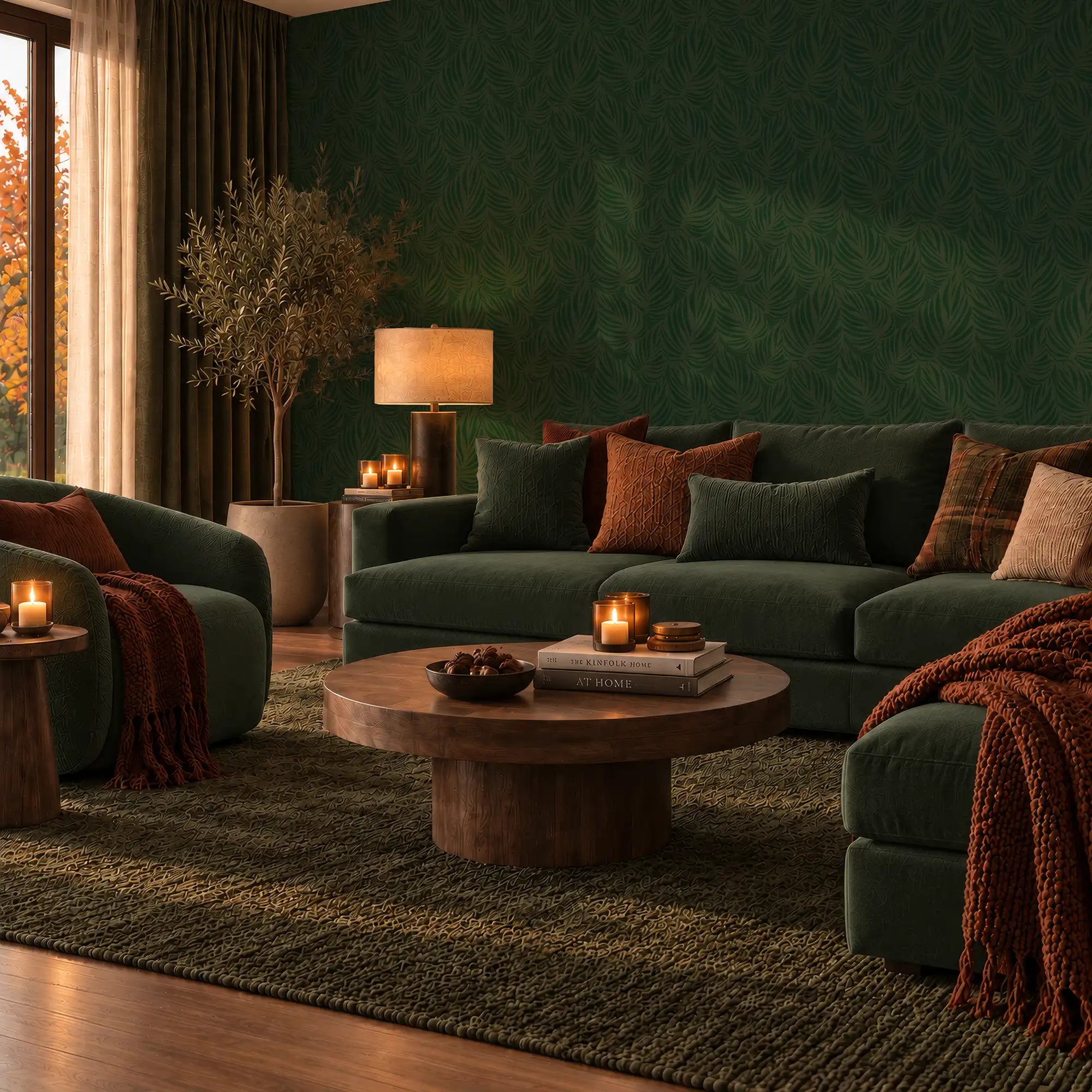 Broad Leaf Wallpaper in Jade