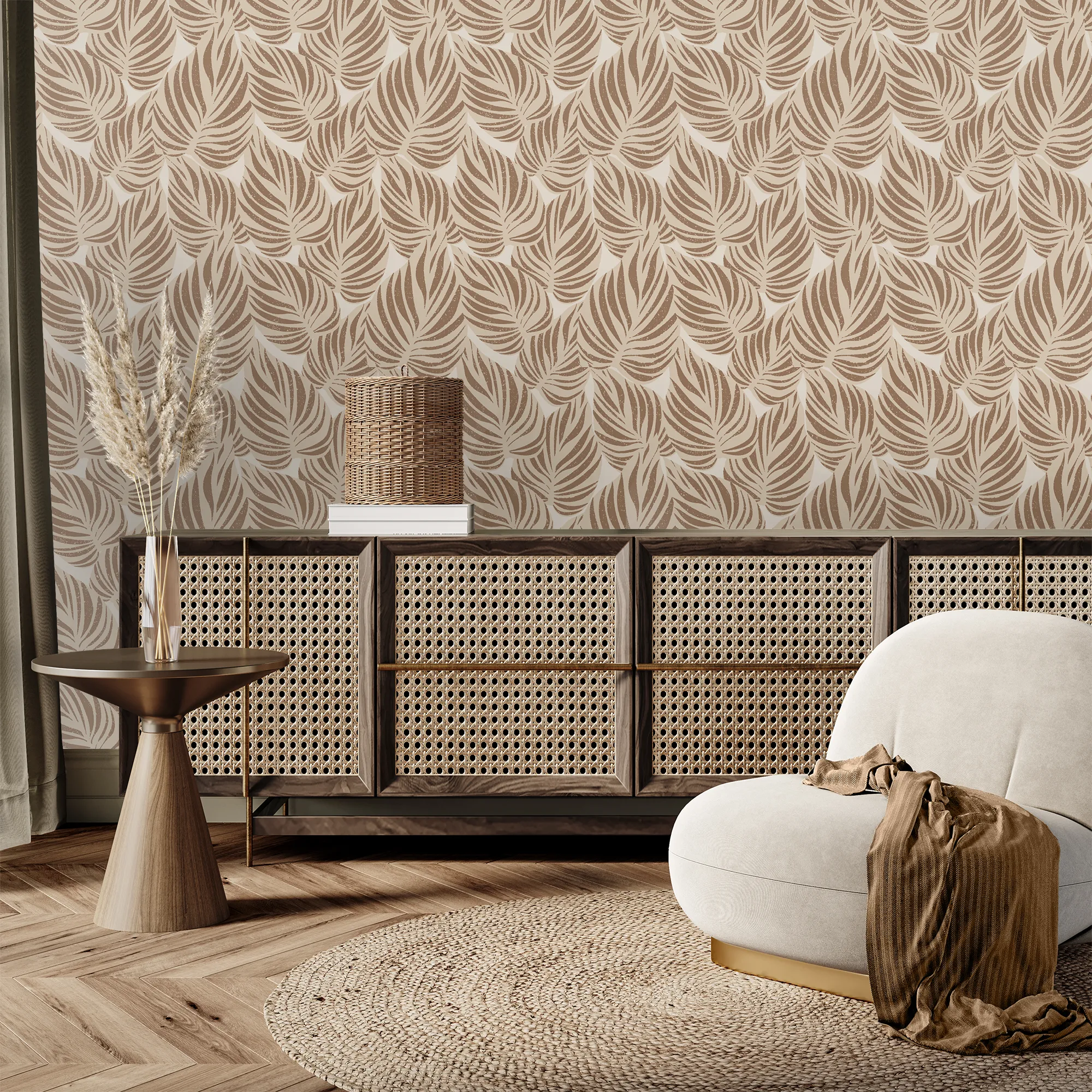 Broad Leaf Wallpaper in Mocha