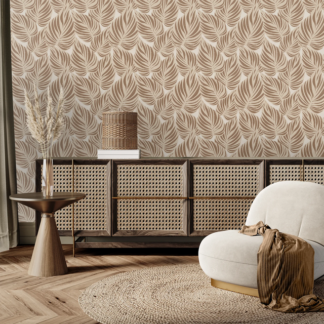 Broad Leaf Wallpaper in Mocha