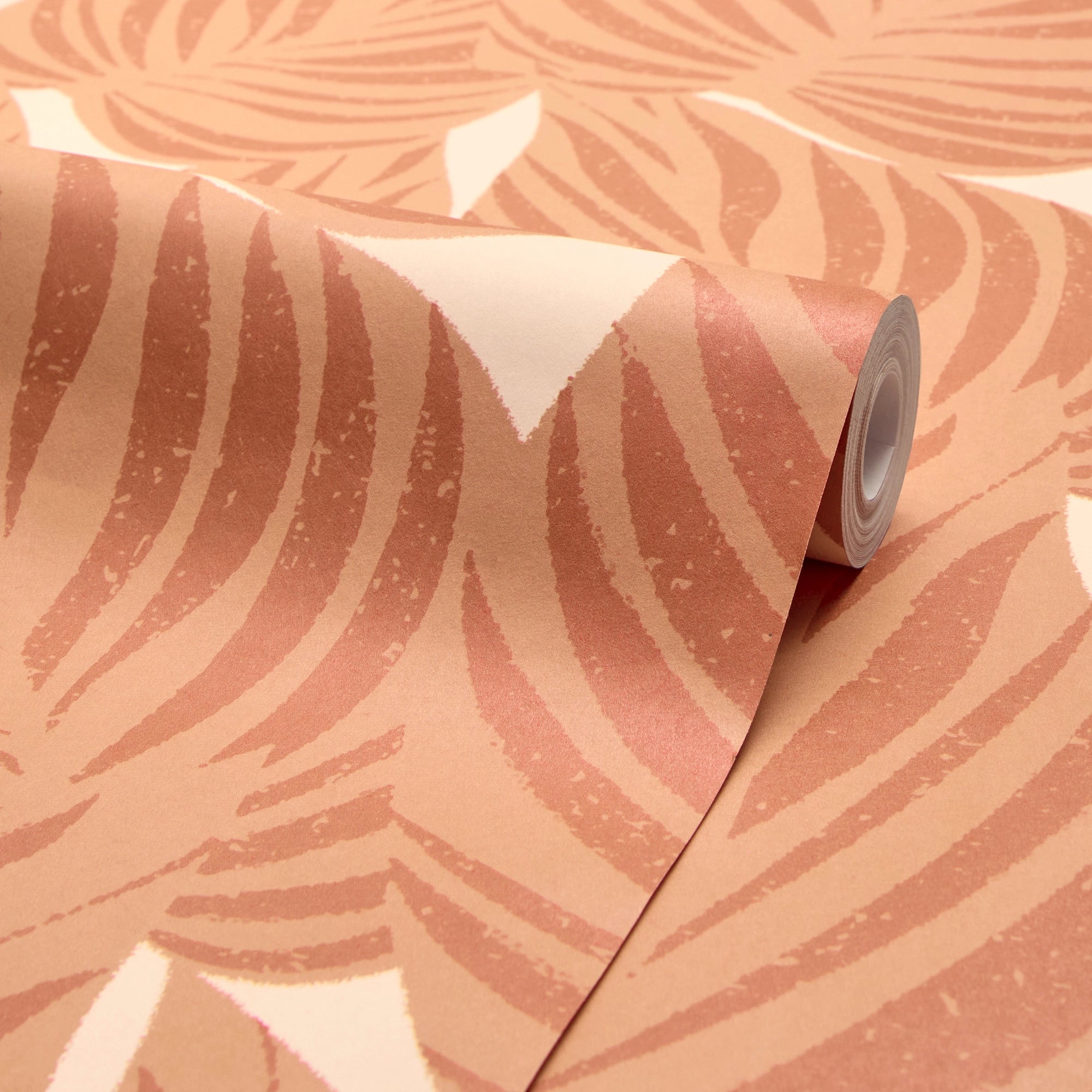 Broad Leaf Wallpaper in Terracotta on Cream
