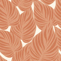 Broad Leaf Wallpaper in Terracotta on Cream