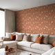 Broad Leaf Wallpaper in Terracotta on Cream