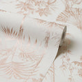 Rainforest Retreat Wallpaper in Rose Gold on Cream
