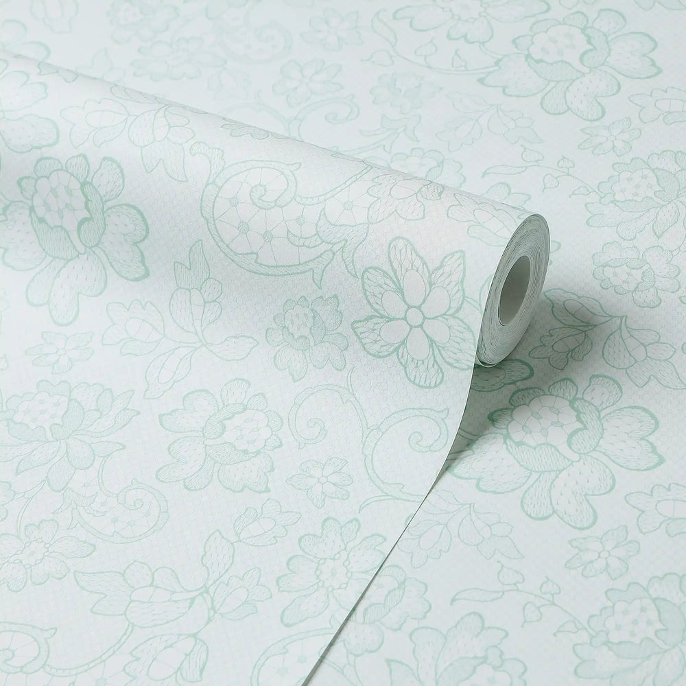 Brussels Lace Wallpaper in Mint
