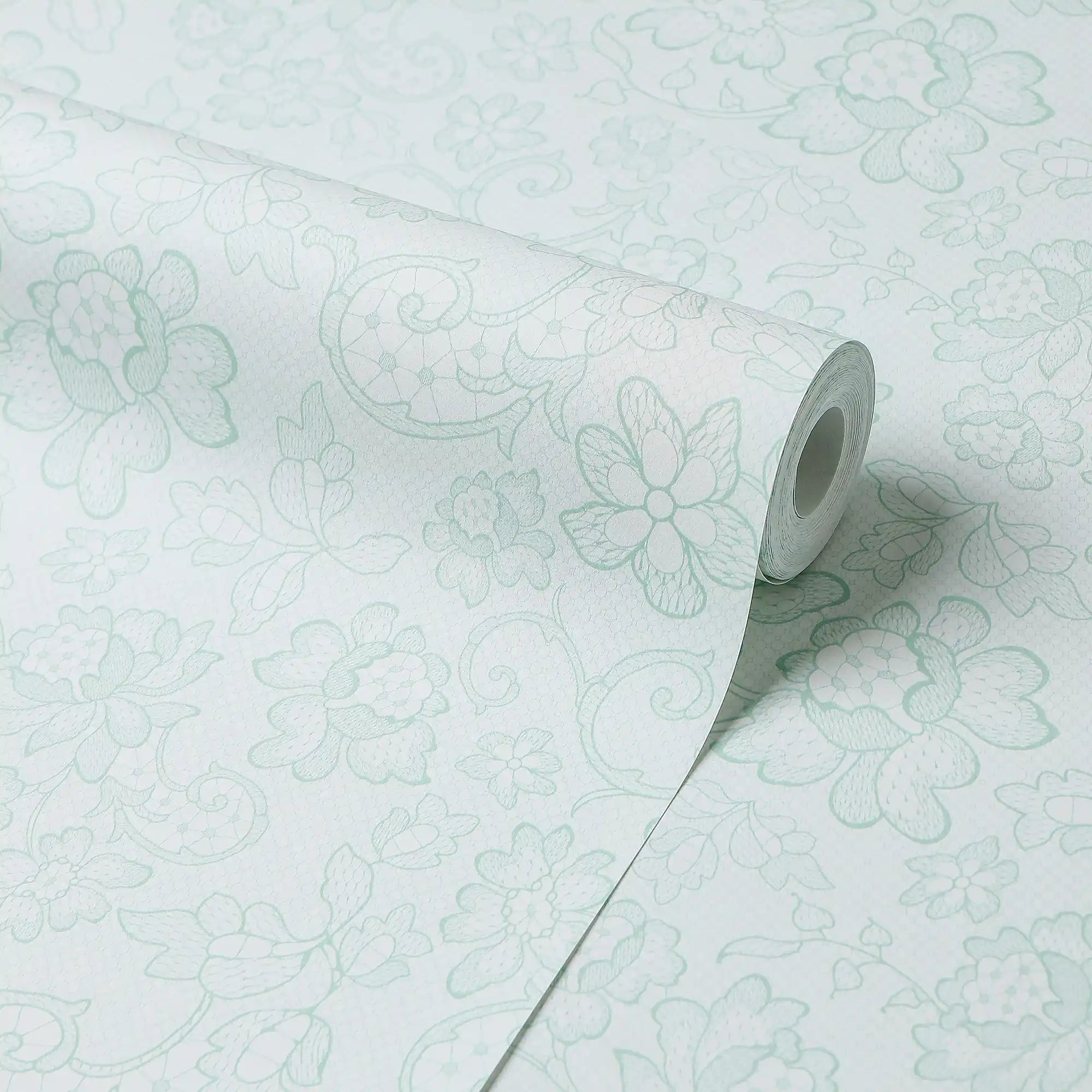 Brussels Lace Wallpaper in Mint