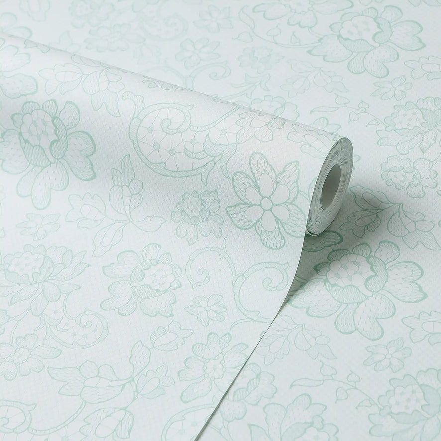 Brussels Lace Wallpaper in Mint