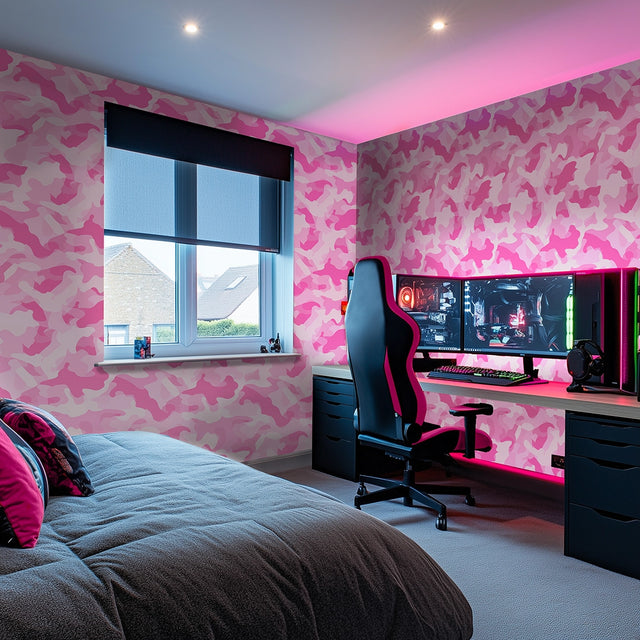Camouflage Wallpaper in Pink