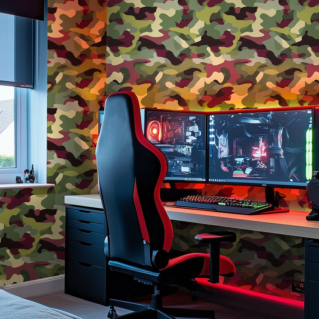 Camouflage Wallpaper in Woodland Multicoloured – I Love Wallpaper