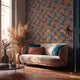 Canopy View Wallpaper in Rose Gold on Petrol Blue