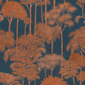 Canopy View Wallpaper in Rose Gold on Petrol Blue