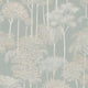 Canopy View Wallpaper in White and Gold on Blue