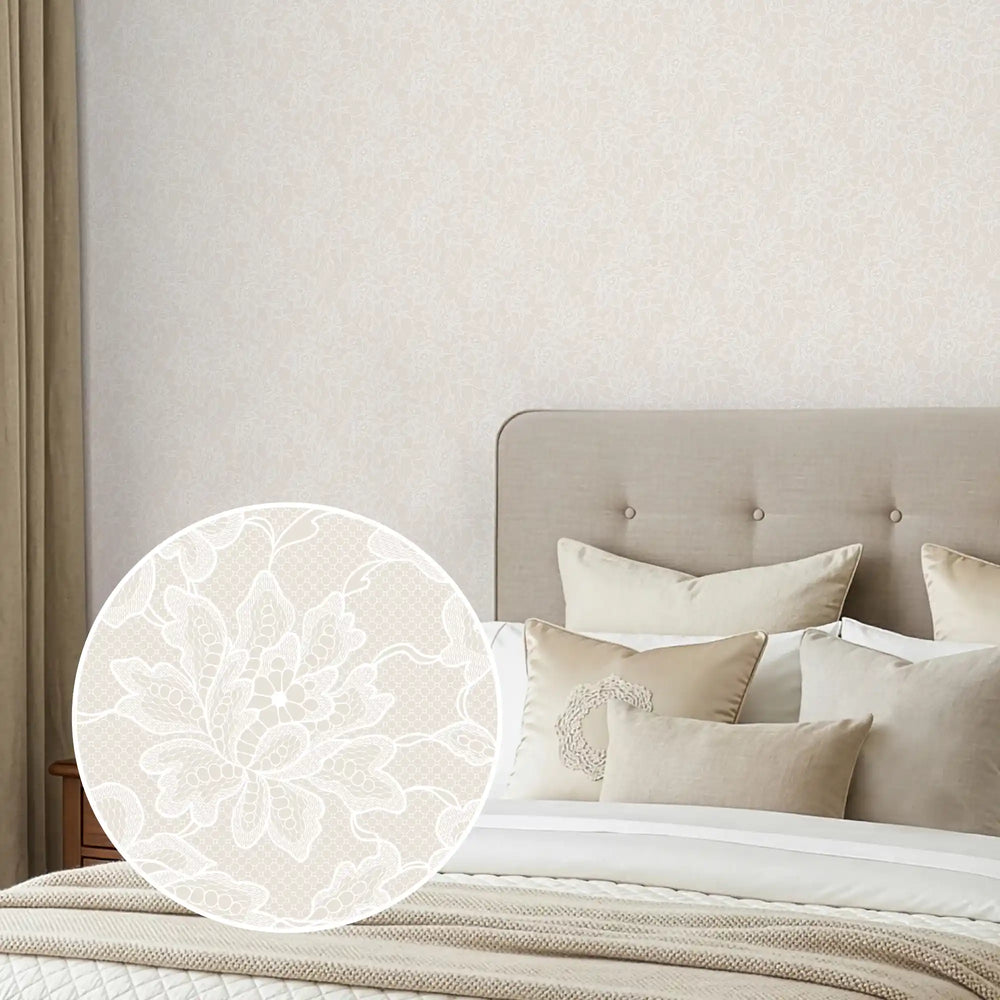 Chantilly Lace Wallpaper in Cream