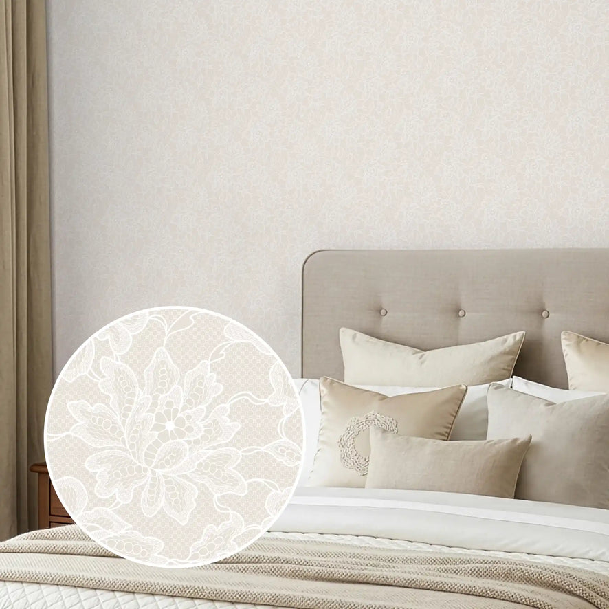 Chantilly Lace Wallpaper in Cream